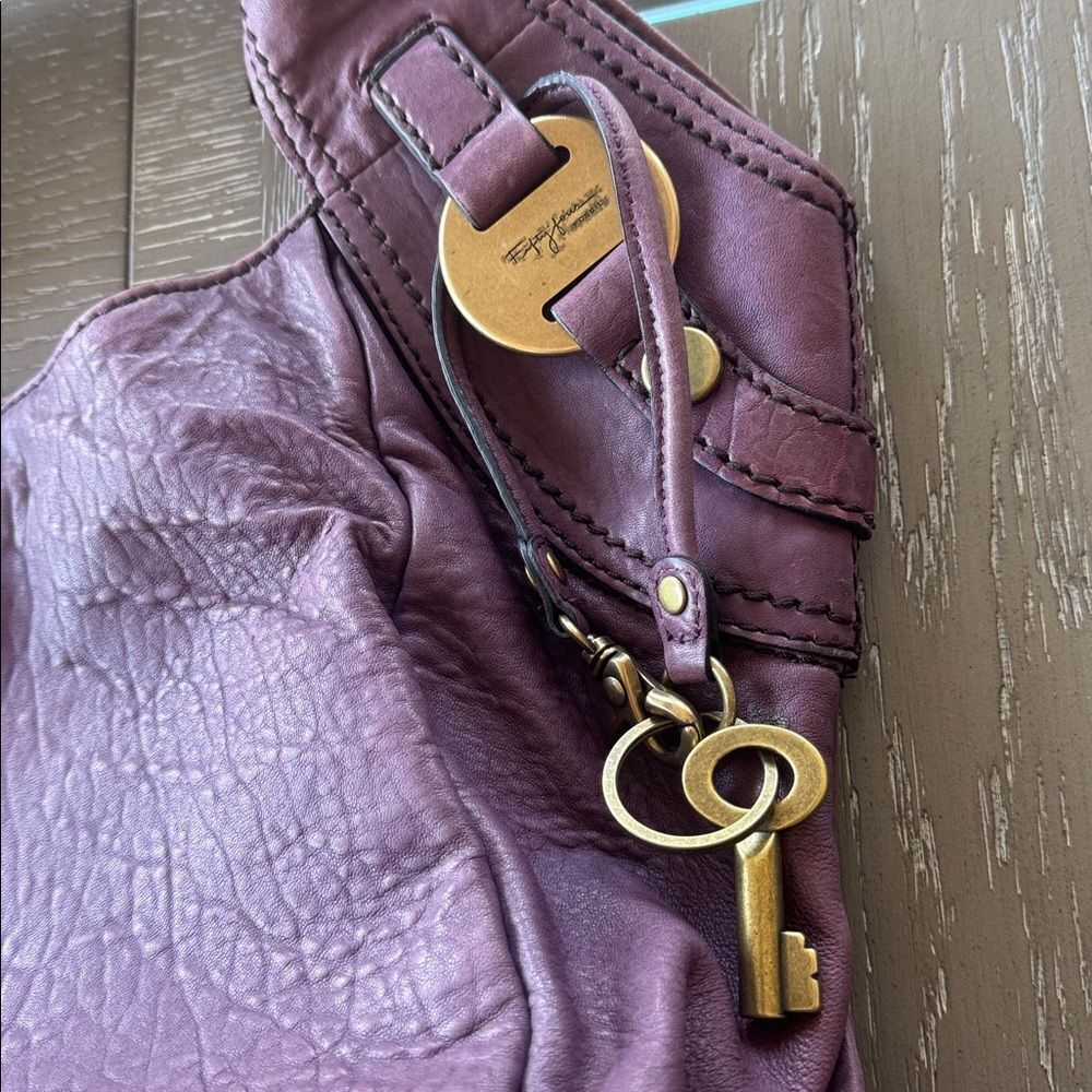 Fossil FIFTY FOUR VINTAGE Hobo Purple Plum Leather Handbag Shoulder Bag Slouchy - Picture 15 of 16